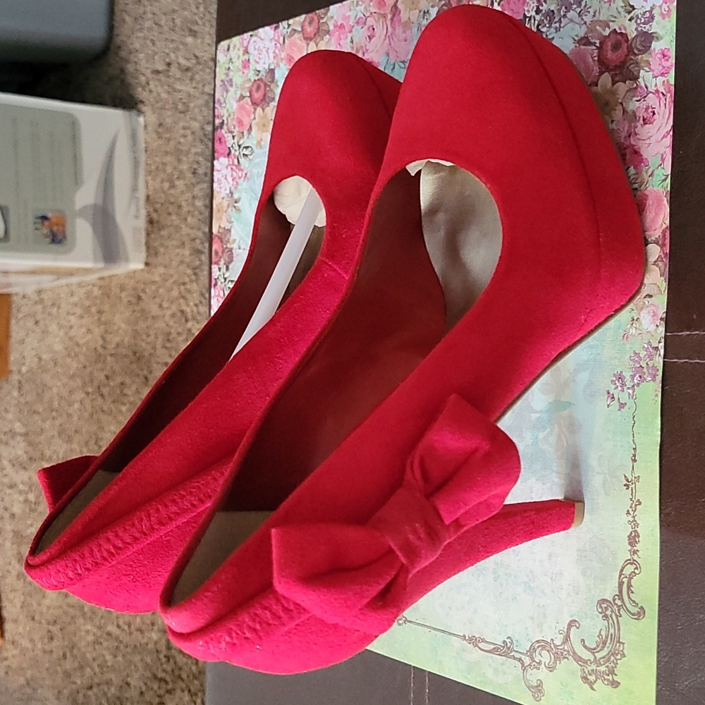 Red suede stilettos